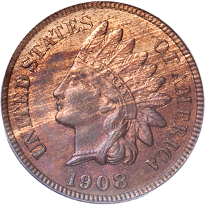 1908-S Indian Head Cent, Red Brown Main Image