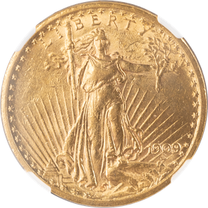 1909 $20 St Gaudens Gold Double Eagle, 9 Over 8 Main Image