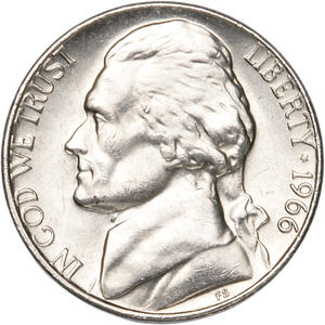 1966 Jefferson Nickel MS60 Main Image