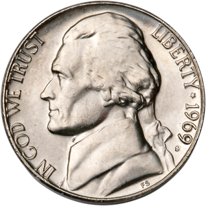 1969-S Jefferson Nickel MS60 Main Image