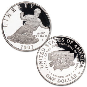 1997-S Jackie Robinson Silver Dollar Commemorative Main Image