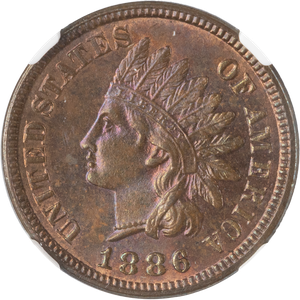 1886 Indian Head Cent Variety 1, Red Brown Main Image