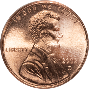 2002-D Lincoln Head Cent MS60 Main Image