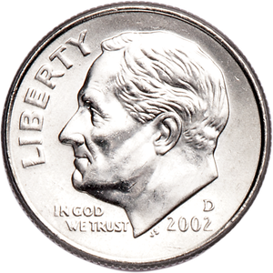 2002-D Roosevelt Dime MS60 Main Image