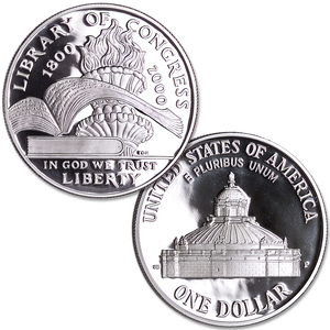 2000-P Library of Congress Bicentennial Silver Dollar Main Image