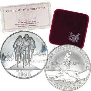 1995-P Olympics (Cycling) Silver Dollar, Choice Proof Main Image
