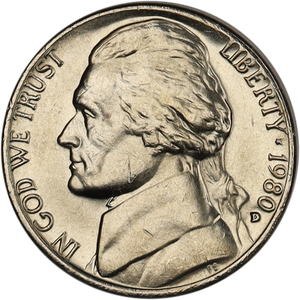 1980-D Jefferson Nickel MS60 Main Image