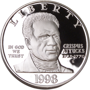 1998-S Black Revolutionary War Patriots Silver Dollar Main Image