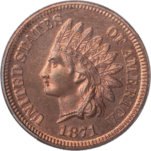 1871 Indian Head Cent Red Brown Main Image