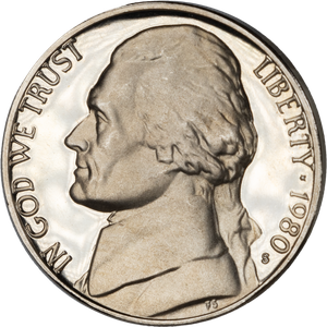 1980-S Jefferson Nickel Proof PR63 Main Image