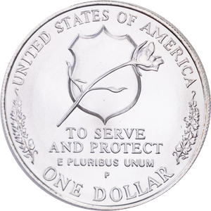 1997-P National Law Enforcement Officers Memorial Silver Dollar, Choice Uncirculated Main Image