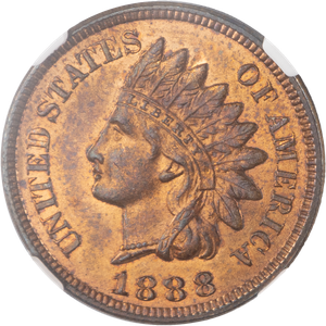 1888 Indian Head Cent Red Brown Main Image