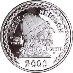 2000-P Leif Ericson Millennium Silver Dollar, Choice Proof Main Image