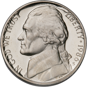 1986-S Jefferson Nickel Proof PR63 Main Image