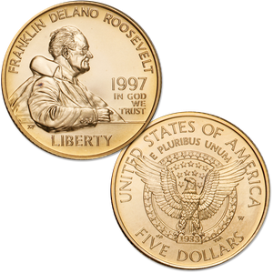 1997-W Franklin D. Roosevelt Gold $5 Commemorative Main Image