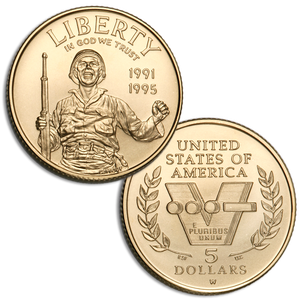 1993-W 50th Anniversary of World War II Gold $5 Main Image