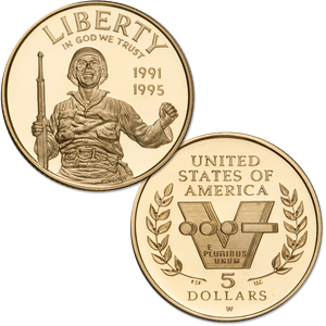 1993-W (1991-1995) World War II $5 Gold Commemorative, Choice Proof, PR63 Main Image