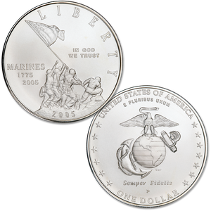 2005-P Marine Corps 230th Anniversary Silver Dollar Main Image