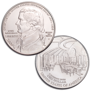 2005-P Chief Justice John Marshall Silver Dollar, Choice Uncirculated, MS63 Main Image