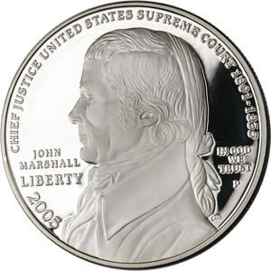 2005-P Chief Justice John Marshall Silver Dollar No Case, Choice Proof 63 Main Image