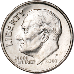 2007-P Roosevelt Dime, Uncirculated, MS60 Main Image
