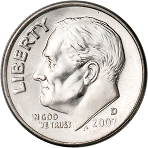 2007-D Roosevelt Dime, Uncirculated, MS60 Main Image