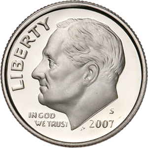 2007-S Roosevelt Dime, Choice Proof, PR63 Main Image