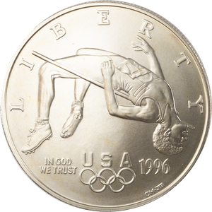 1996-D Centennial Olympics (High Jump) Silver Dollar Main Image