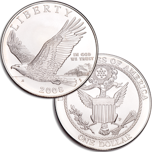 2008-P Bald Eagle Recovery and National Emblem Silver Dollar Main Image