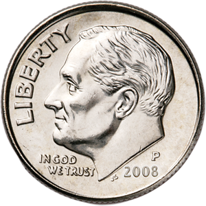 2008-P Roosevelt Dime, Uncirculated, MS60 Main Image