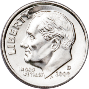 2008-D Roosevelt Dime, Uncirculated, MS60 Main Image