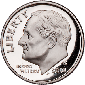 2008-S Roosevelt Dime, Choice Proof, PR63 Main Image