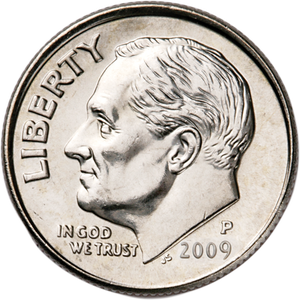 2009-P Roosevelt Dime, Uncirculated, MS60 Main Image