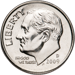 2009-D Roosevelt Dime, Uncirculated, MS60 Main Image