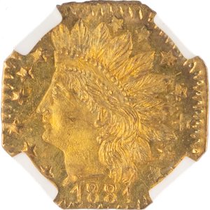 1881 California Small Denomination Gold Octagonal Indian Head Quarter Dollar Main Image