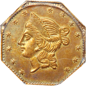 1853 California Small Denomination Gold Octagonal Liberty Head Dollar Main Image