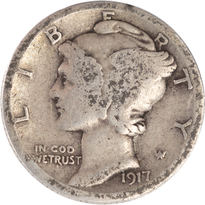 1917 Mercury Dime VG Main Image