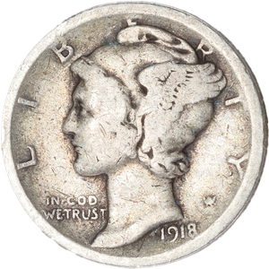 1918 Mercury Dime Main Image