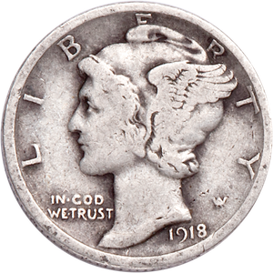 1918 Mercury Dime Main Image