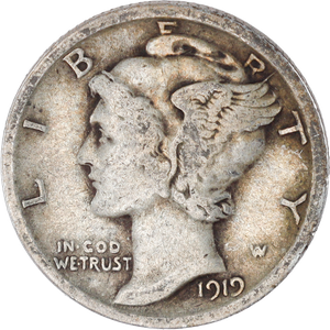 1919 Mercury Dime VG Main Image