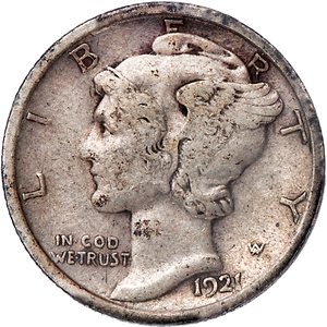 1921 Mercury Dime Main Image