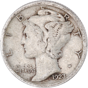 1923 Mercury Dime VF Main Image