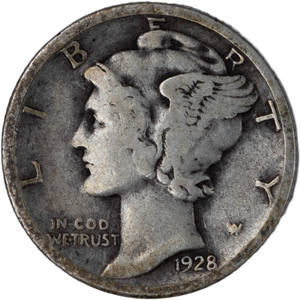 1928 Mercury Dime VG Main Image
