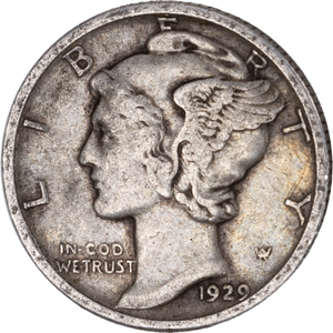 1929 Mercury Dime VF Main Image