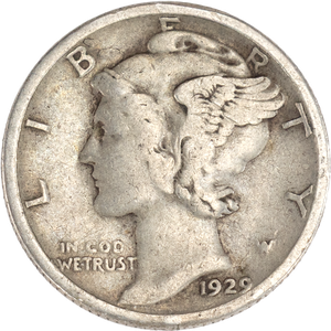 1929-S Mercury Dime VG Main Image