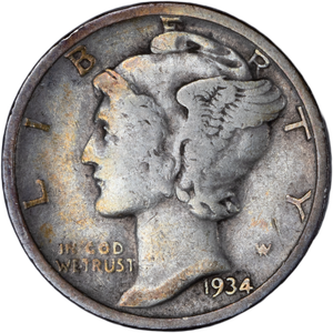 1934 Mercury Dime F Main Image