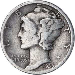 1935 Mercury Dime Main Image