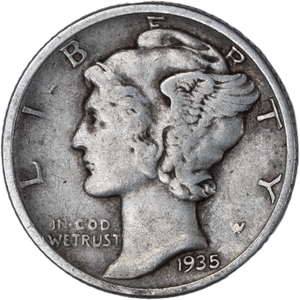 1935 Mercury Dime VF Main Image