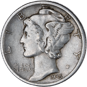 1935 Mercury Dime XF Main Image