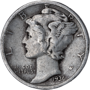 1936-D Mercury Dime VG Main Image